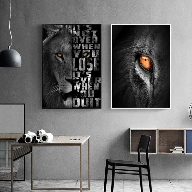 黒と白のライオンの壁のポスター,家の装飾,モダンなアートのキャンバス