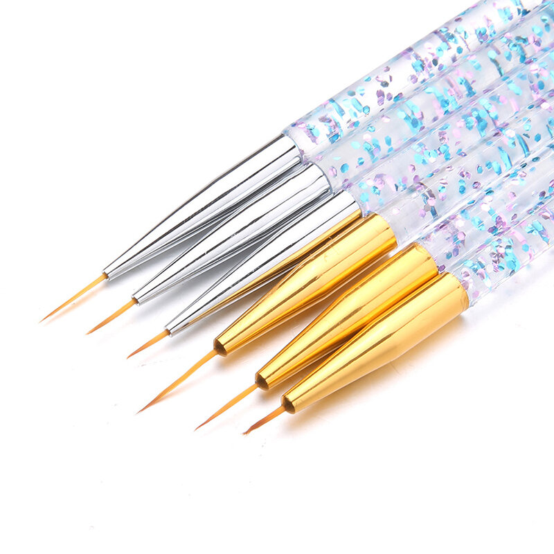 3 pz/set acrilico francese striscia Nail Art linea pittura penna punte 3D Manicure sottile disegno a tratteggio pennelli Gel UV strumenti di pittura