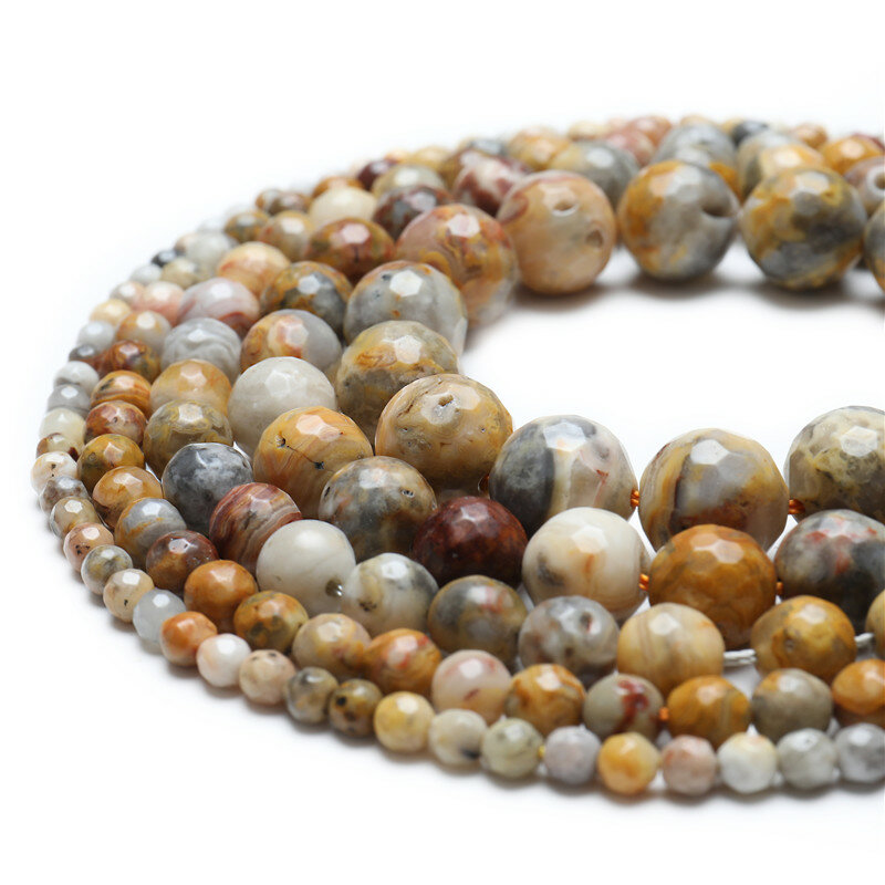 Perles en pierre naturelle, Agates à facettes, rondes, amples, taille au choix 4 6 8 10 12MM, accessoires pour la fabrication de bijoux, vente en gros