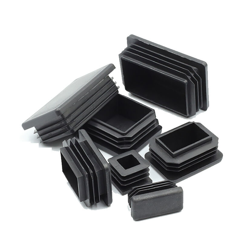 Rectangle/Square Black Plastic Blanking End Cap Pipe Inserts Plug Bung Steel Leg Stopfen 15x15mm to 100x100mm