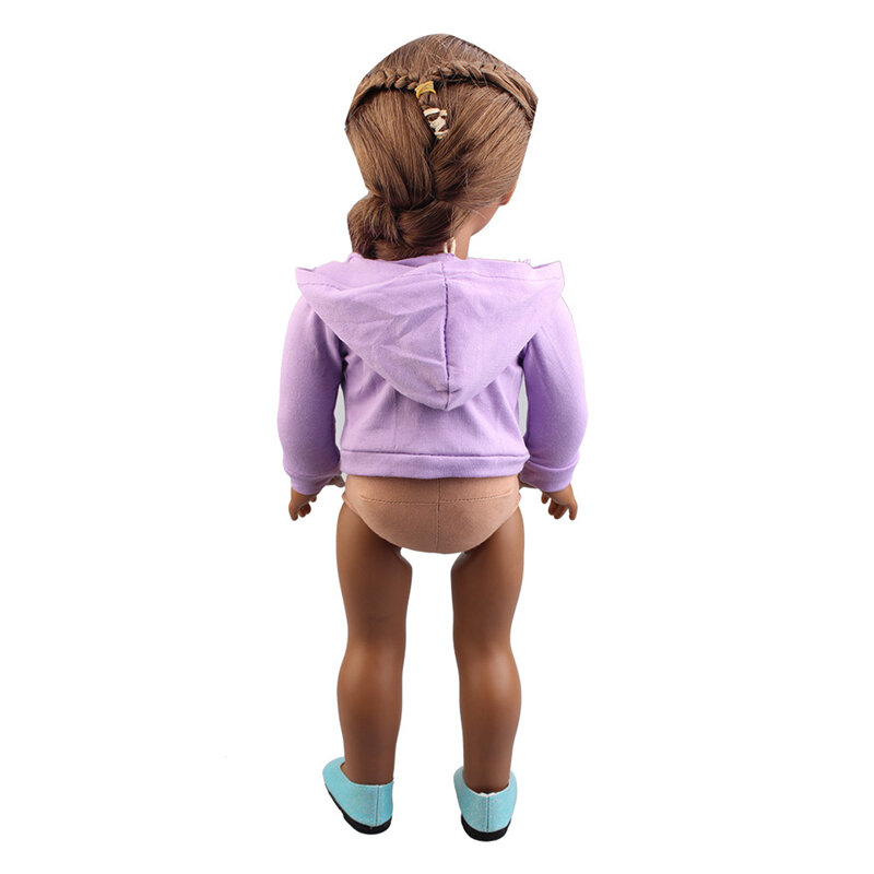 Purple Fashion Zippered Jacket With Hat 5 Colors Pants Baby Dolls Clothes For 18 Inch 43cm New Born Doll Accessory Girl Gift