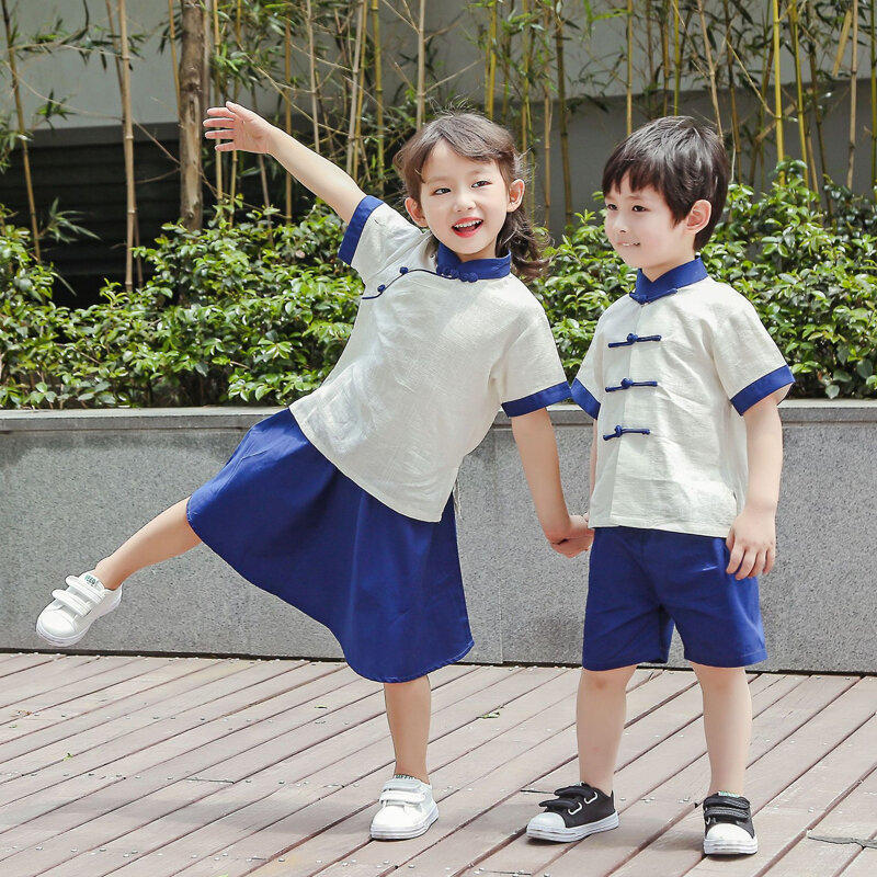 Детская модель 2022, одежда в китайском стиле для детей, новый летний костюм для мальчиков и девочек, униформа для выступлений