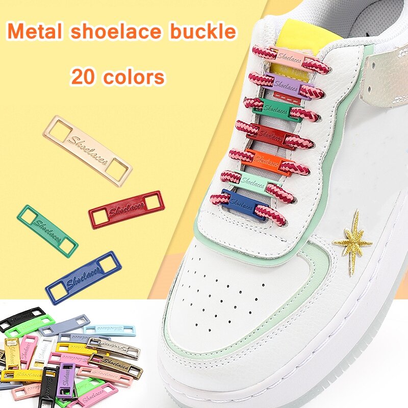 Tali Sepatu DIY Gesper Sepatu Dekorasi Sneaker Kit Logam Renda Gesper Bergaya dan Cocok untuk Semua Jenis Tali Sepatu Bulat Datar