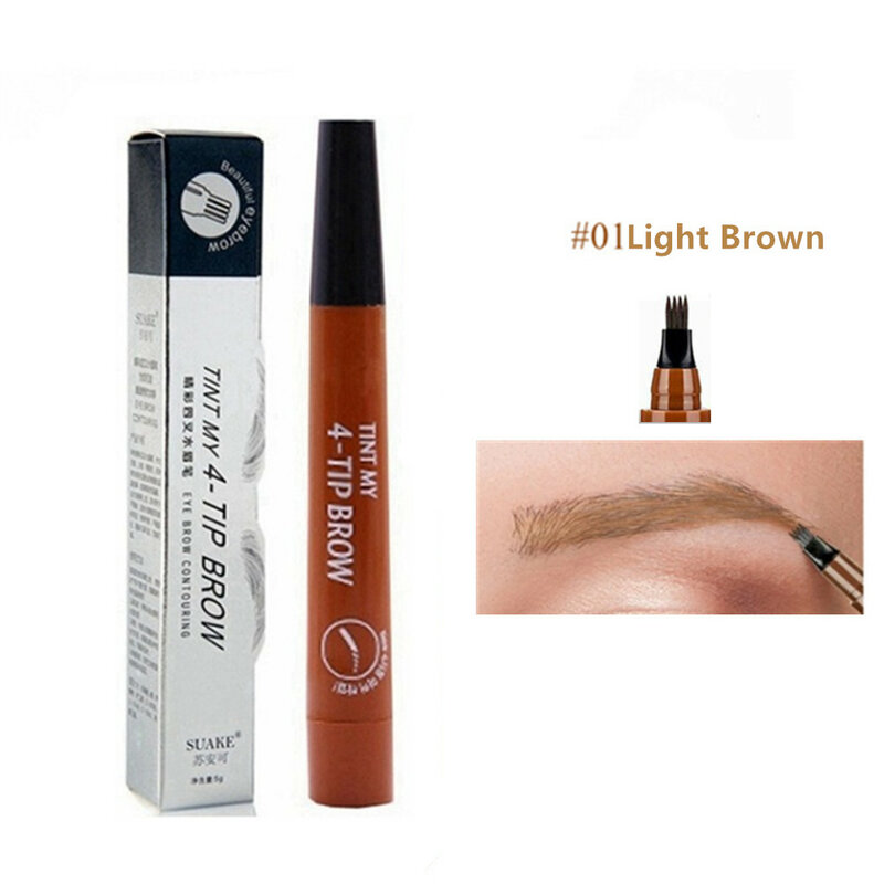 4D Microblading Eyebrow Pen 4 Forks Tip Eyebrow Tattoo Pencil Long Lasting Fine Sketch Liquid Eye Brow Make Up
