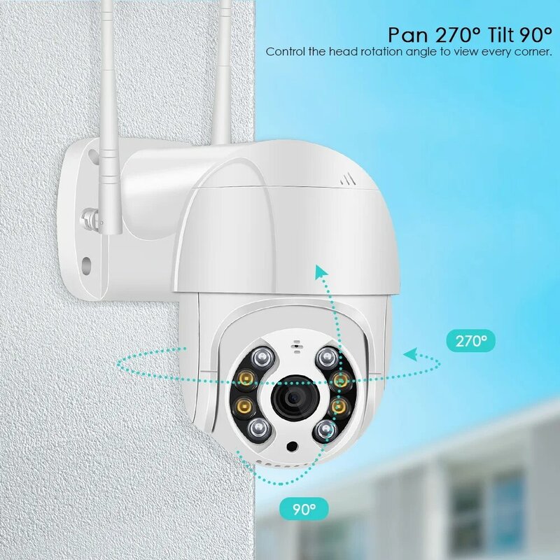 Kamera PTZ Nirkabel 8MP 4K HD 1080P Warna Penglihatan Malam Kamera IP Wifi Luar Ruangan H.265 5MP Ai Pelacakan Otomatis Kamera Pengawasan CCTV