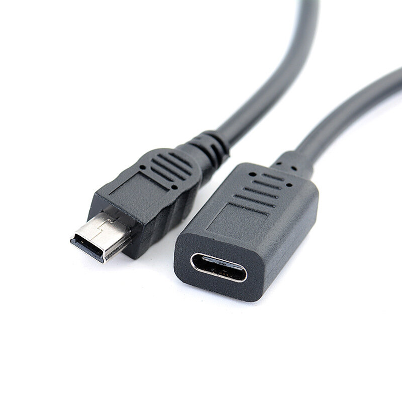 Adaptador de Cable de datos de carga Mini USB macho a tipo c hembra, 30cm