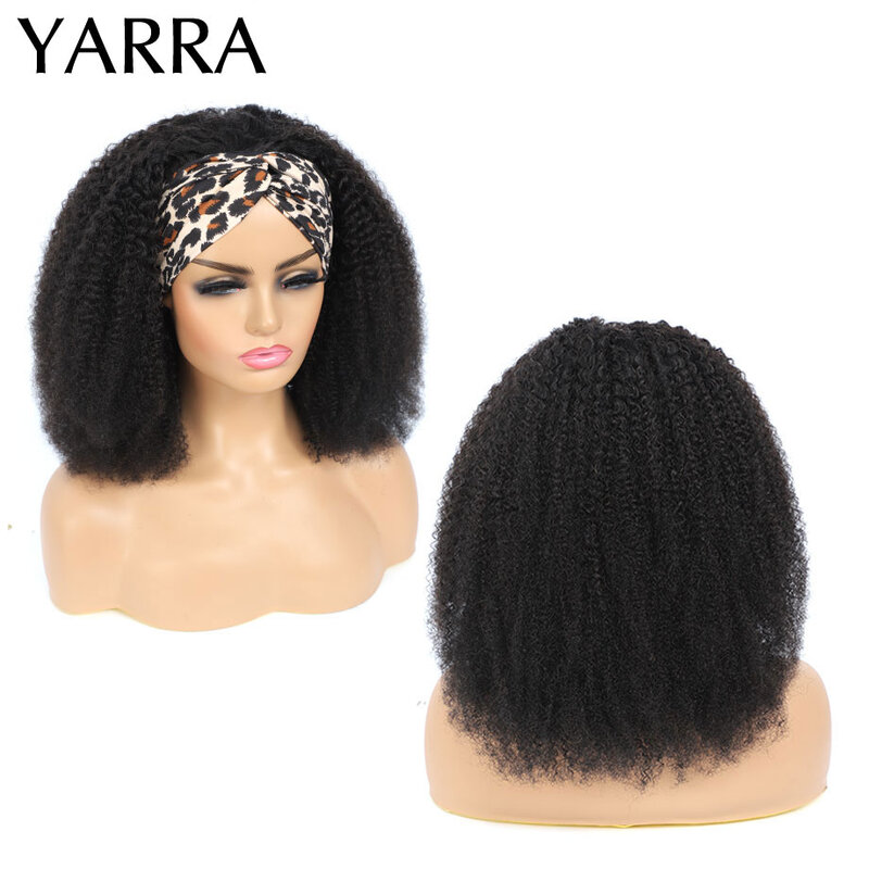 Afro perwersyjna kręcone ludzkie włosy peruka na głowę dla czarnych kobiet 180% bezklejowa brazylijska Remy pełna maszyna do włosów YARRA
