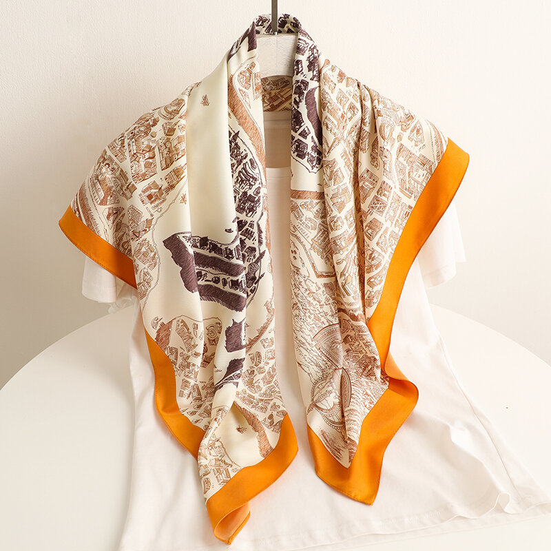 Bufanda cuadrada de sarga para el pelo para mujer, pañuelo de moda con estampado de caballo, Hijab, Foulard, pañuelo suave, 2022