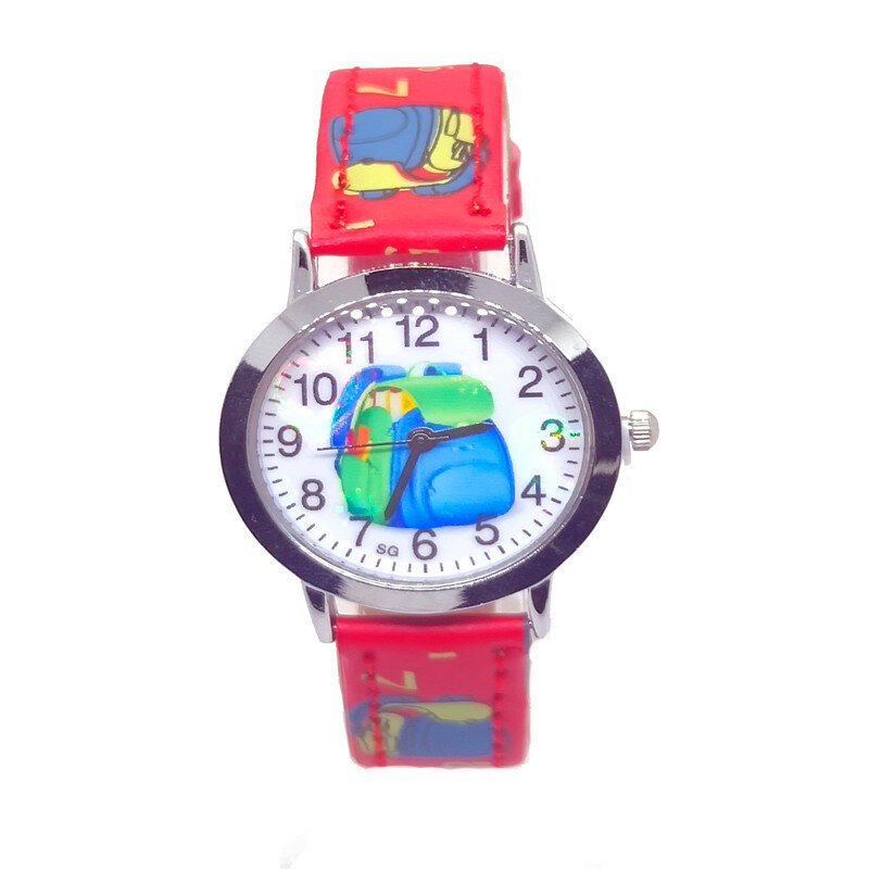 Saco de escola padrão das crianças relógios esportes crianças estudantes quartzo relógio de pulso presentes para meninos meninas brinquedos do bebê relógio criança