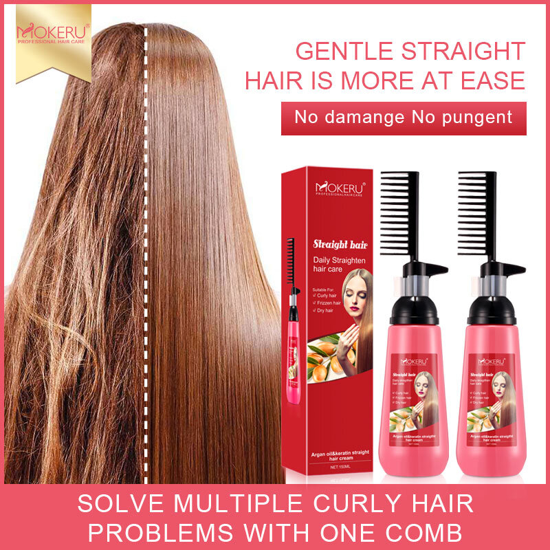 Mokeru 150 مللي لا ضرر على الشعر سريع تنعيم الكولاجين كريم لفرد الشعر للمرأة معالجة الشعر بالكرياتين استقامة
