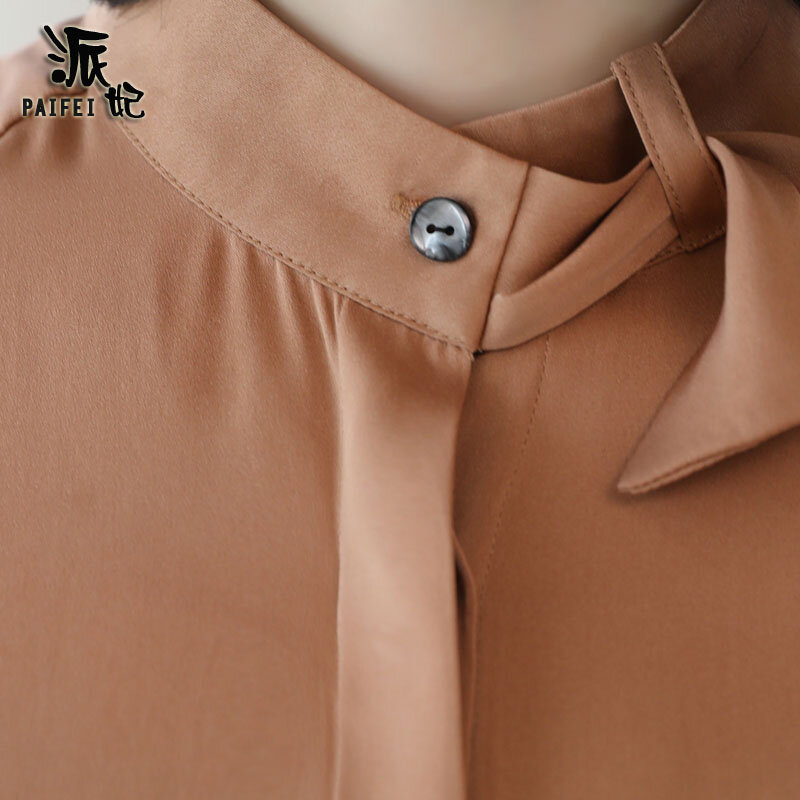 Boollili – chemises en soie véritable pour femmes, hauts et chemisiers à manches longues, printemps et été, vêtements à la mode coréenne, 2020