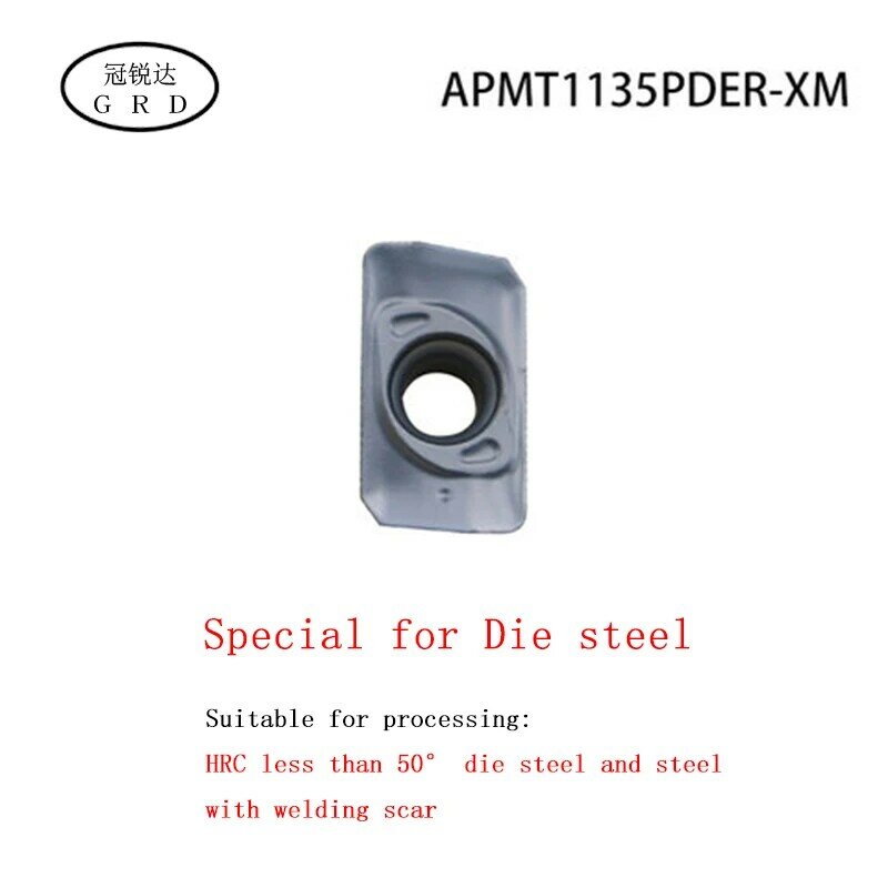 Alta calidad y dureza APMT1135 APMT1604 insertos de acero troquel especial APMT1135PDER APMT1604PDER es adecuado para acero de hasta 50 °