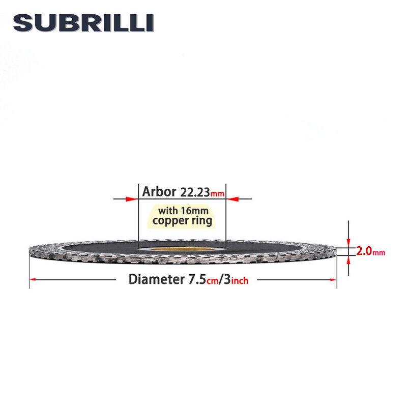 SUBRILLI 3 "75Mm Diamond Saw Blade สำหรับกระเบื้องเซรามิคหินอ่อนหินแกรนิต Wave ตัดเพชรก้าวร้าววงกลมแกะสลัก saw