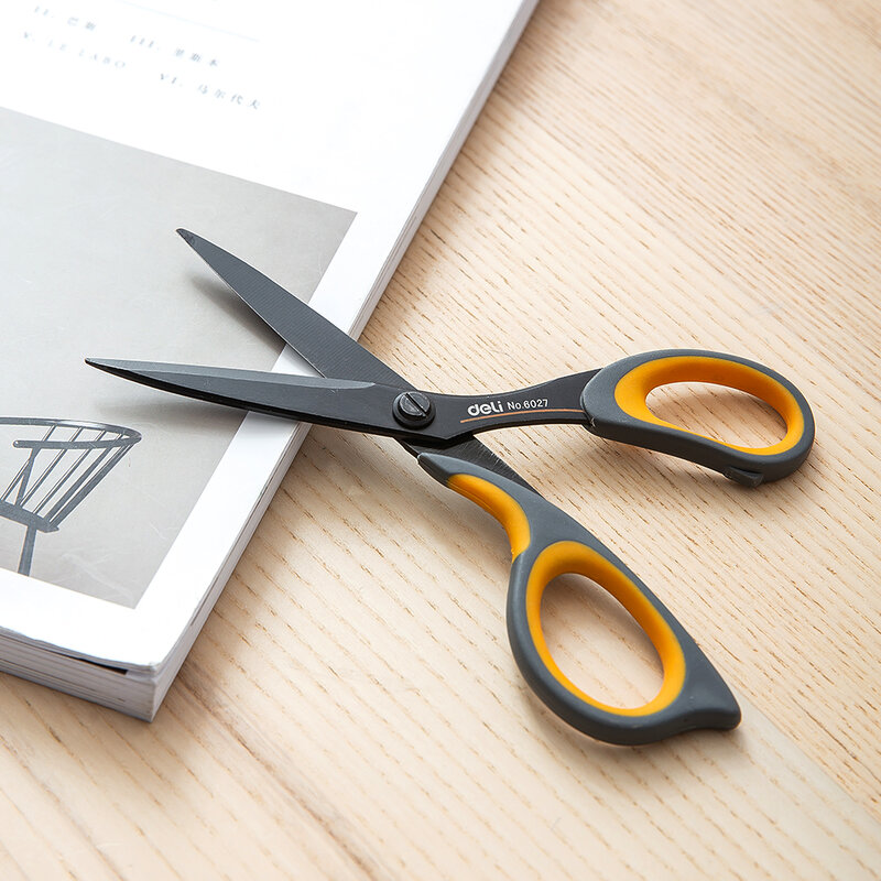 DELI Scissors E6027 Non-stick coating 175mm 6-4/5 inch home office scissor hand craft scissors stationery