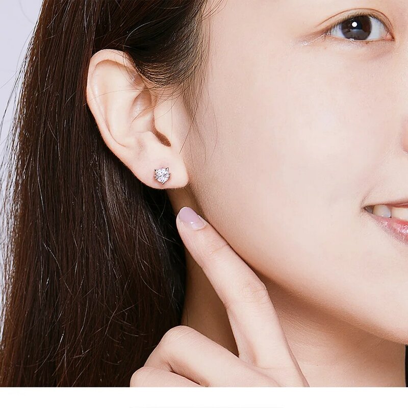 BISAER Stud Ohrringe 925 Sterling Silber Einfache Stil Runde form Ohrringe Schmuck Für Frauen Geschenk Für Mädchen HSE581