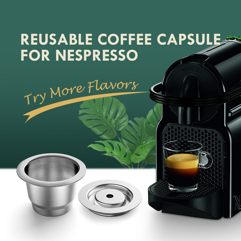 iCafilas nova cápsula de café reutilizável atualizada para filtro da máquina Nespresso Crema Maker feita em aço inoxidável.