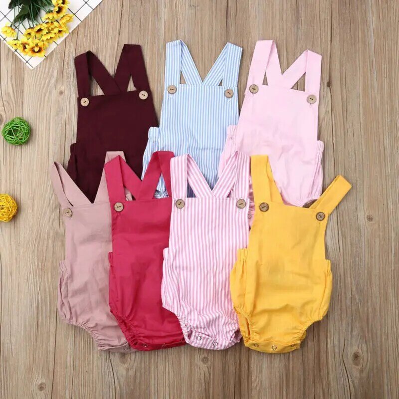 New 2020 Infant Newborn Baby Boys Girls Romper Summer Cotton Sleeveless One-pieces Suspender Jumpsuits Cotton Clothes Outfits