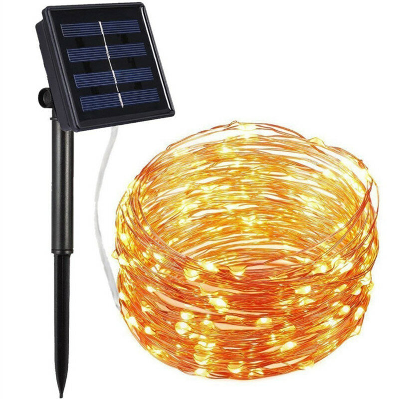 100/200 Solar LED Lampu Tahan Air Kawat Tembaga String Peri Lampu Natal Garland Pesta Solar Power Lampu untuk Taman Outdoor