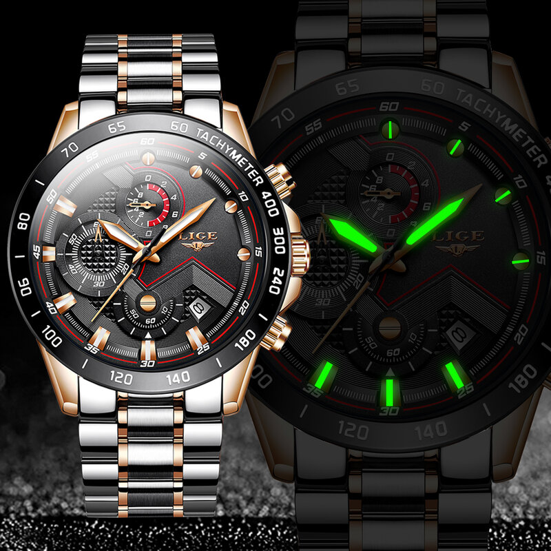 2020 LIGE New Men Watches Classic Fashion Watch Men Sports Stainless Waterproof Wristwatch Quartz Clock Overseas Warehouse Watch
