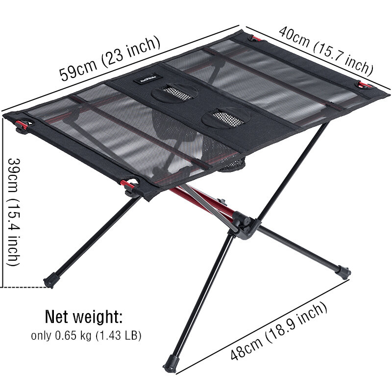 NatureHike Meja Piknik Dilipat Roll Up Portable Outdoor Lipat Memancing Meja Ultralight Aluminium Folding Camping Table