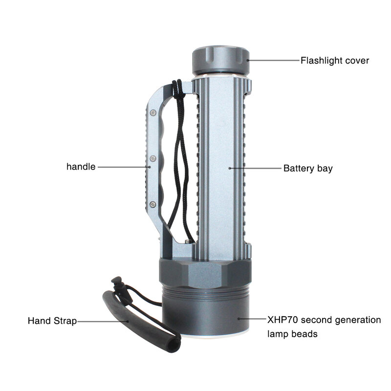 Super najjaśniejsza latarka LED do nurkowania XHP70.2 26650 32650 wodoszczelność 100m podwodna lampa nurkowa 10000lm Scuba 6 * xhp70 .2