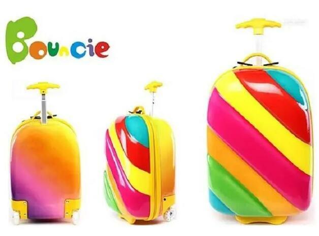Trolley Bags For Girls 16 inch kid's Carry-on Luggage Suitcase Travel Trolley bags with wheels Soft Material Rainbow Suitcase