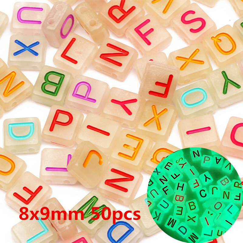 41 Style Mixed Smiling Letters Luminous Acrylic Beads Round Heart Flower Square Beads For Jewelry Making Diy Bracelet Accessorie