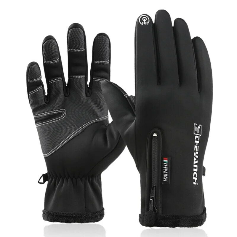 Перчатки для верховой езды для мужчин и женщин, уличные теплые ветрозащитные водонепроницаемые спортивные перчатки на молнии для сенсорных экранов для катания на лыжах и альпинизма