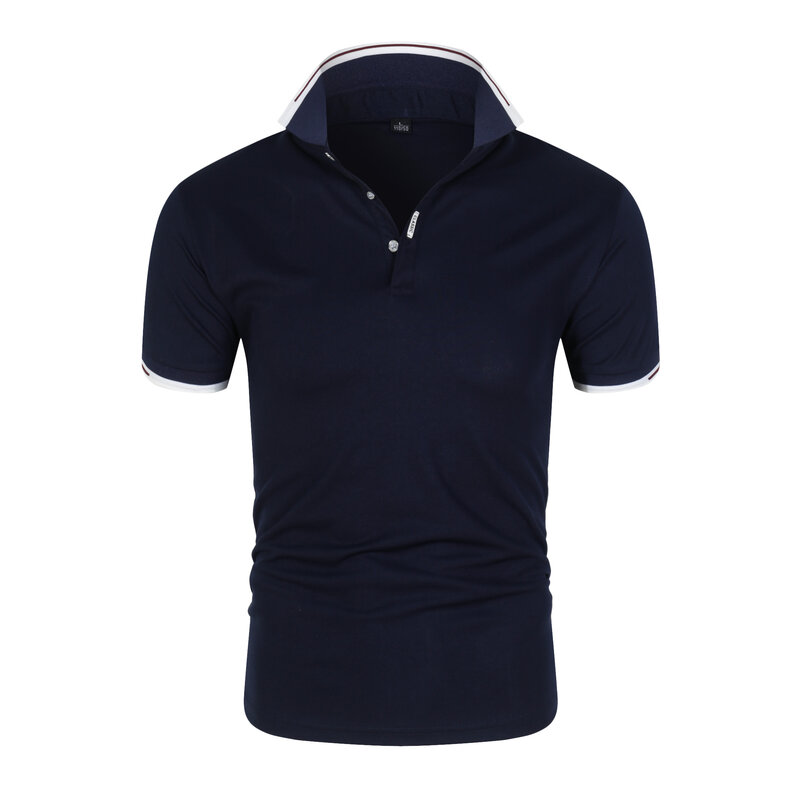 Polo Shirt Pria Kasual Katun Warna Solid Polosshirt Pria Bersirkulasi T-shirt Golf Tenis Merk Pakaian Plus