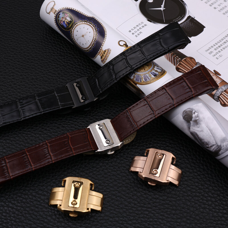 สายหนังผู้ชายนาฬิกาอุปกรณ์เสริมสำหรับ Cartier Santos100กีฬากันน้ำสายรัดข้อมือหนัง20mm23mm สร้อยข้อมือนา...
