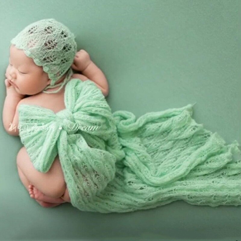 35*200CM Accesorios de fotografía recién nacido abrigo de bebé hueco sesión de fotos accesorios foto manta para estudio de Mohair elástico