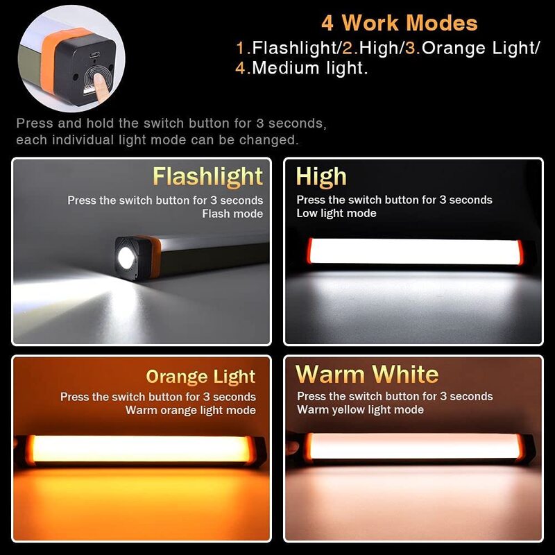 Đèn Lồng Cắm Trại USB Đèn LED Sạc Cắm Trại Ngoài Trời Đèn Pin Portabl Treo Từ Công Suất Ngân Hàng Cho Đi Bộ Đường Dài Câu Cá
