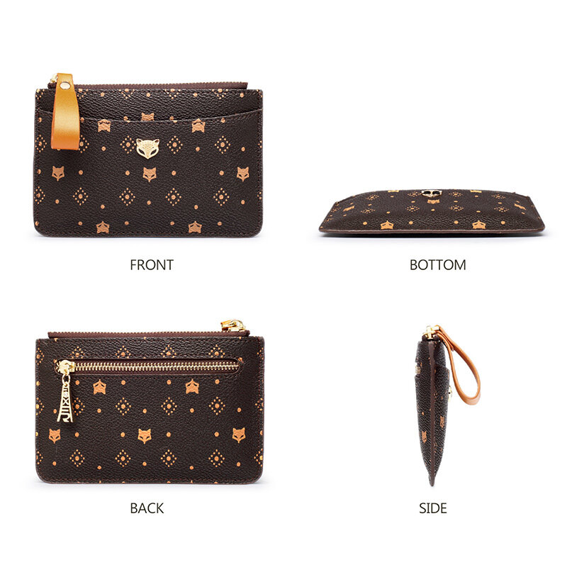 FOXER – Mini porte-cartes en relief pour femmes, portefeuille élégant pour dames, sac d'argent en PVC, pochette pour femmes, portefeuille pour clés
