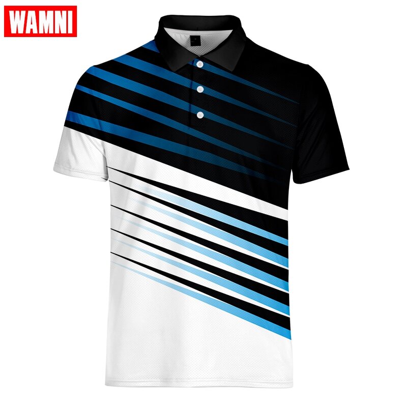 WAMNI Tenis de alta calidad Tops y camisetas de Polo para hombre camisas de Polo para hombre 3D Turn-down collar para hombre polo de secado rápido