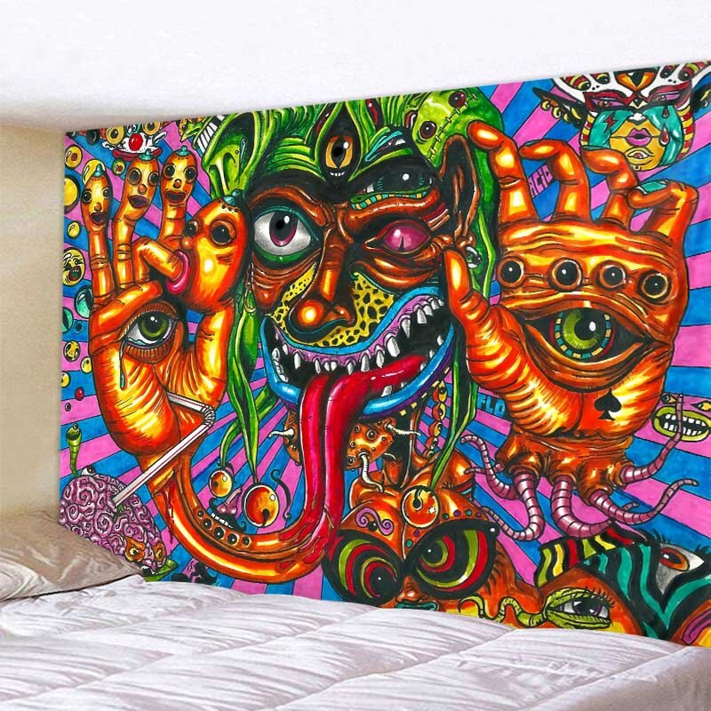Tapisserie d'art visuel éblouissant, décoration murale suspendue, psychédélique, hippie, salon, chambre à coucher, dortoir