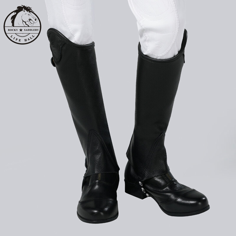 Cavpassion-meias chaps de couro para crianças, equipamento equestre cavaleiro, proteger as pernas, ao andar
