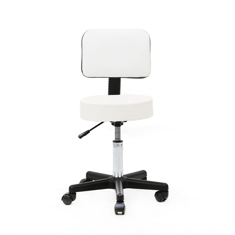Taburete de plástico con forma redonda para salón, silla de barbero ajustable, color negro, adecuado para salón, hogar y oficina