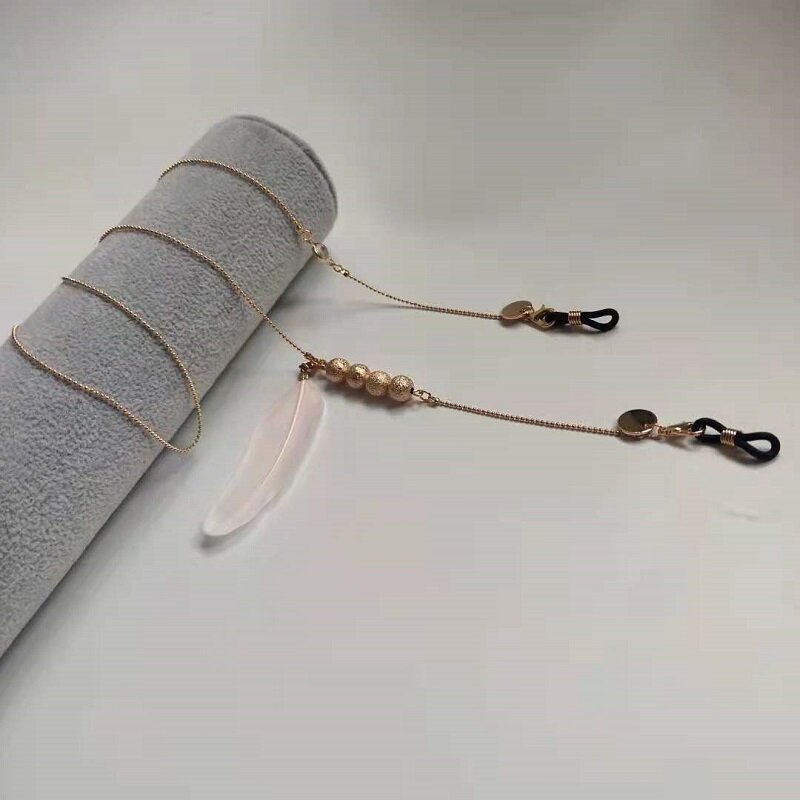 Lunettes de lecture Anti-chute en métal plaqué pour femmes, chaîne à pendentif plume, accessoires