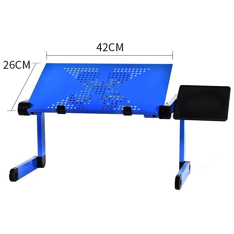Adjustable Laptop Desk Stand Portable Aluminum Lapdesk for Bed Sofa PC Notebook Black Table Desk with Mouse Pad Home Furniture
