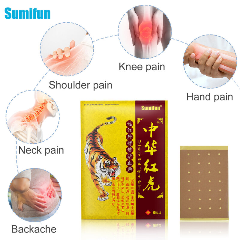 Sumifun-Tiger Gesso Herbal Bálsamo, Capsicum Gesso para Articulação, Artrite Reumatóide, Alívio Da Dor Muscular, 8pcs por Saco