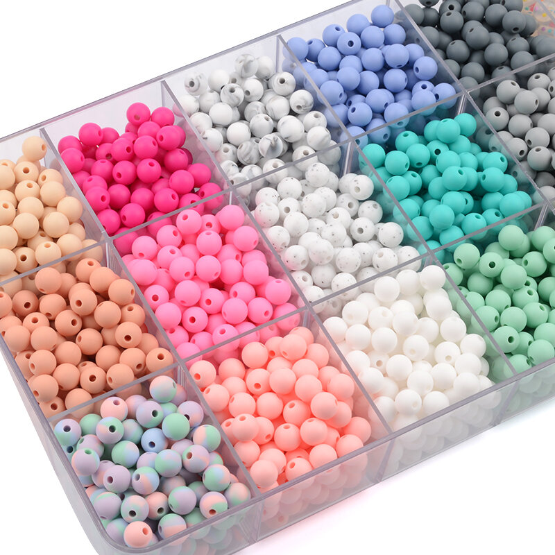 LOFCA 9mm 50pcs Silicone Beads Pearl Silicone Food Grade Teething Beads DIY BPA Free Jewelry Baby Teether Toy Pacifier Chain