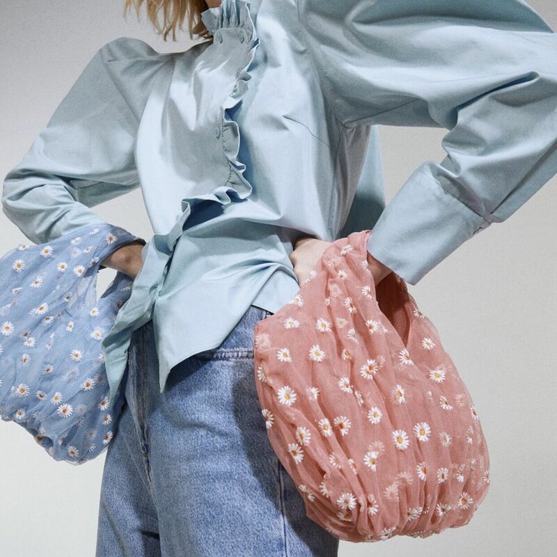 Women Floral Print Stylish Tote Bag Exquisite Daisy Handbag Casual Summer Beach Bag Travel Shopping