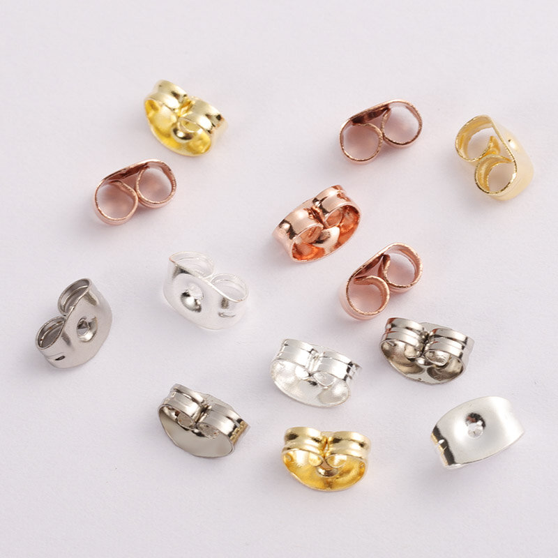 Boucles d'oreilles papillon en acier inoxydable, 100 pièces, 6x4.5mm, couleur or argent Rose or, bouchon, fournitures pour la fabrication de bijoux à faire soi-même