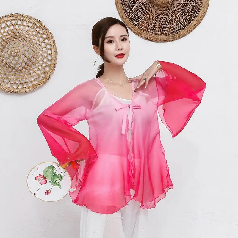 XL Size Chinese Traditional Dance Costume Dress Women Classical Dance  Exercise Clothing Top Blouses Long Pant