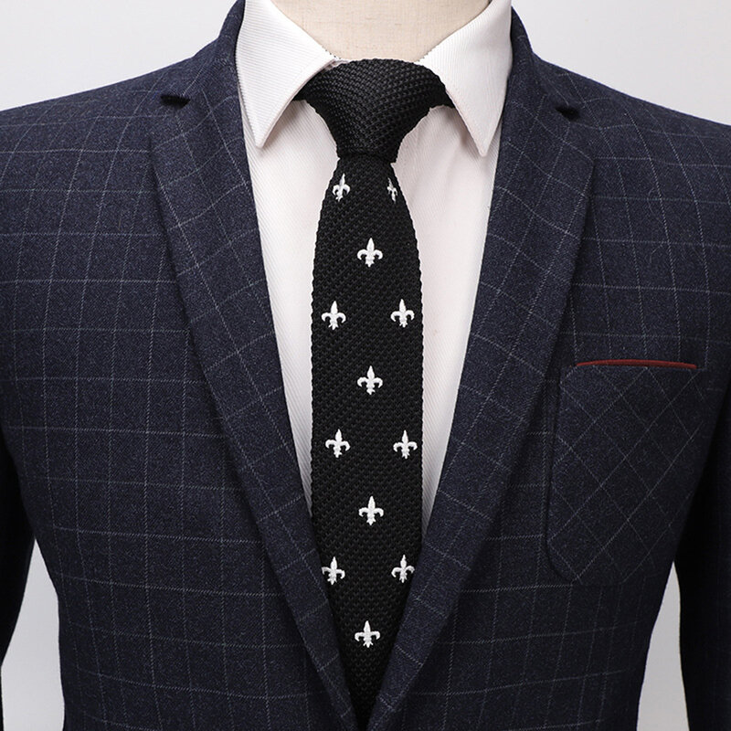 HUISHI Knit Tie Men's Knitted Leisure Dotted Tie Skinny Narrow Slim Neckties For Men Animal Anchor Designer Necktie Cravat Gift
