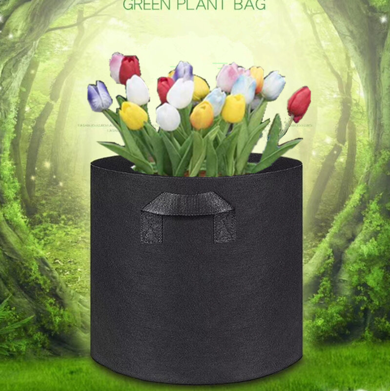5 Buah Tas Tanam Hitam/Abu-abu Kain Kentang Bibit Sayuran Tumbuh Pot Alat Kebun Ramah Lingkungan Tumbuh Tas