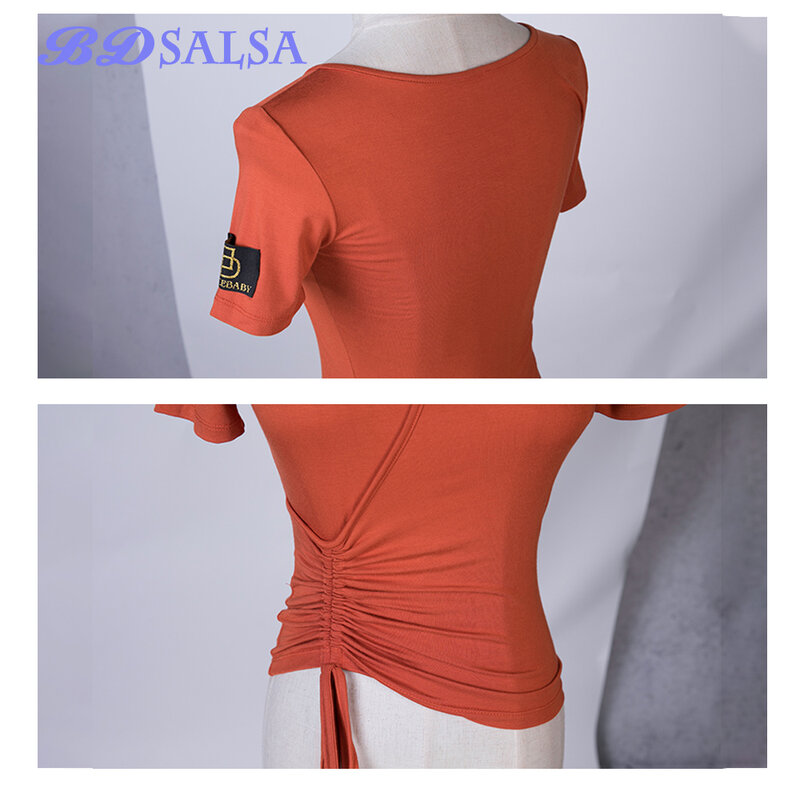 2020 Atasan Pakaian Tari Latin Wanita Pakaian Latihan Seksi Baru Pakaian Menari Mantel Tari Modern ZD30 Atasan V-neck Katun
