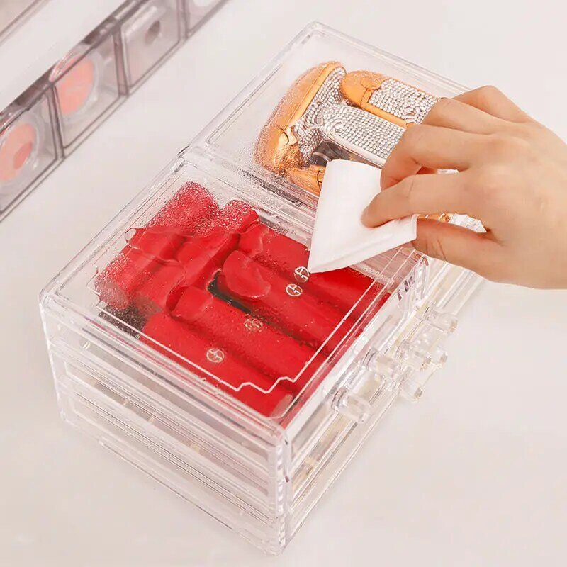 Boîte de rangement de cosmétiques, organisateur porte-rouge à lèvres bijoux porte-stylo boîte de rangement de papeterie tiroir Transparent acrylique