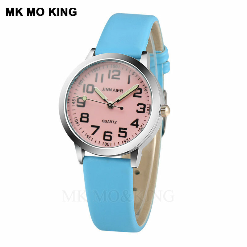2020 かわいいピンクのダイヤル誕生日ギフト時計カジュアルクォーツレザー男子生徒フェスティバルスポーツ腕時計レロジオfeminino relojes