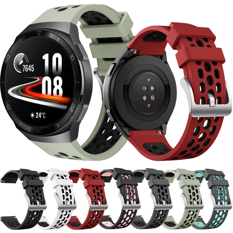 Silicone Sport Watch Strap para Huawei, substituição da banda SmartWatch, pulseira, pulseira, GT 2e, GT2e, 22mm